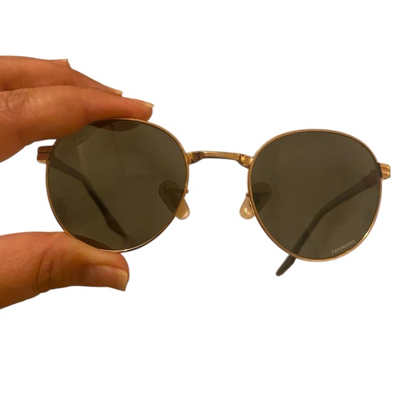 😎 Ray-Ban RB3691 Chromance Polarized sunglasses round gold metal frame EUC $105 - Picture 3 of 8